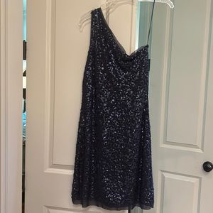 Max Studio. Navy. Sequin. Size Small. One shoulder